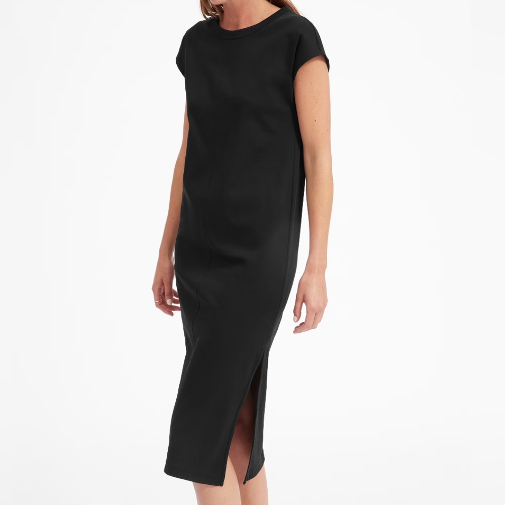 everlane luxe cotton side-slit tee dress